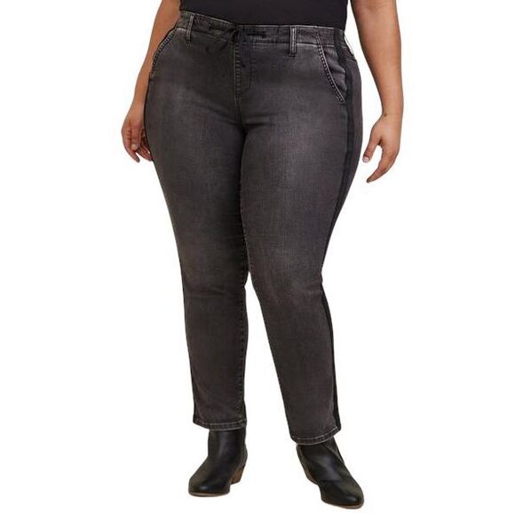 Torrid Plus Sz 4X Jeans Pull On Boyfriend Straight Super Soft Mid Rise Black 533 - Picture 1 of 13